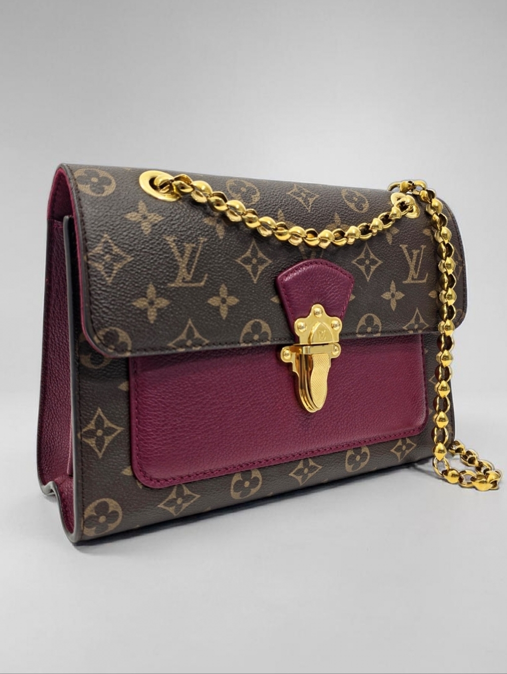 Louis Vuitton Victoire Monogram Chain Flap Bag Burgundy Purple Crossbody Bag - Picture 17 of 17